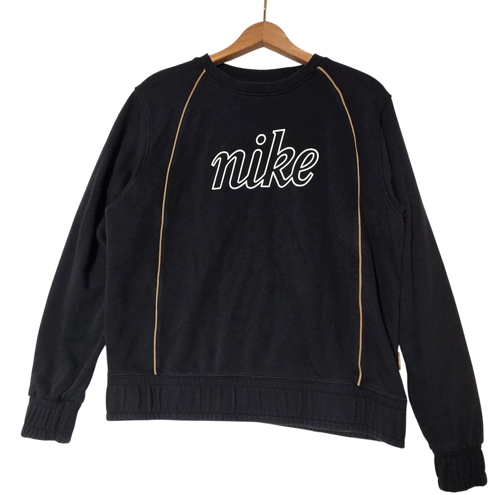 Nike Women Black Crew Neck Sweatshirt Sportswear Medium Cheer Yoga Running Sport